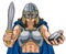 Viking Warrior Woman Ice Hockey Sports Team Mascot