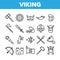 Vikings Life Active Rest Vector Thin Line Icons Set