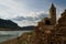 Vilanova de Sau, the bell tower of Sant RomÃ de Sau is seen at the Sau reservoir as the drought caused by