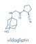 Vildagliptin diabetes drug molecule. Skeletal formula.