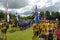 Vildbjerg, Denmark - July 30, 2015 - International junior soccer teams gathering for the opening parade in Vildbjerg Cup