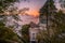 Villa Belza in pink sunset in France