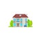 Villa or two-storied cottage house isolated icon