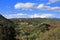 Village of Castelnou and peak of Canigou in Pyrenees orientales, France