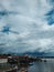 village in central borneo. beauty scenery with blue sky and dark sky. potrait view