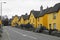 Village cottages with distinctive exterior paintwork in East Devon UK