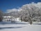 Village covered by snow. Piding Germany