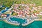 Village of Diklo in Zadar archipelago aerial coastline view