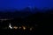 Village in france with Mont Blanc in background at night