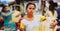 Village girls carrying water pots in South India