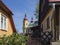 Village Hejnice with View on Baroque Basilica church of the Visitation Virgin Mary in spring, place of pilgrimage