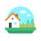 Village home vector illustration on nature landscape