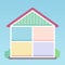 Village house cutaway flat style vector illustration