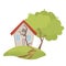 Village house destruction earthquake vector illustration. Damage countryside dwelling insurance risk