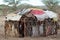 Village and houses of the f Samburu tribe in Kenya