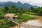 Village hut near river in vangvieng laos