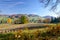 Village in Kaczawskie mountain in Sudety during autumn, Poland