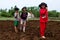 Village Kids Playing in the ploughed fields