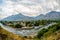 Village in Kullu Valley, Beas river foreground