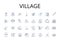 Village line icons collection. Hamlet, Small town, Rural community, Settlement, Countryside, Outpost, Colony vector and