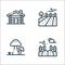 in the village line icons. linear set. quality vector line set such as field, mushroom, field