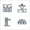 In the village line icons. linear set. quality vector line set such as firewood, windmill, scarecrow