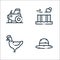 In the village line icons. linear set. quality vector line set such as hat, hen, bale