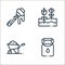 In the village line icons. linear set. quality vector line set such as milk, wheelbarrow, flowers