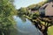 Village of Mailly-le-Chateauand the river Yonne, small village in the valley, Bourgogne, France