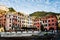 Village of Manarola with houses with colorful facades, typical village of Cinque Terre