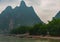 Village and market place on boats on Li River in Guilin, China