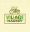 Village Market Rough Stamp Vector Concept. Local Food Sign Illustration On Craft Paper Background.