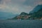 Village Marone with church in the mountain panorama at Lake Iseo, Italy