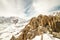 Village on mountain rocks in spiti - Landscape of himalays in winters in india