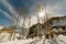 Village on mountain rocks in spiti - Landscape of himalays in winters in india