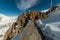 Village on mountain rocks in spiti - Landscape of himalays in winters in india