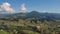 Village in mountain valley, view from above.