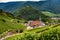 Village of Myschoss as seen from the `Rotweinwanderweg` in Germany`s Ahr Va