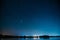 Village Novoye Lyadno, Lyepyel District, Vitebsk Province, Belarus. Night Stars Above Lepel Lake. Natural Starry Sky