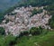 Village over terraced rice fields in Yuanyang, Yunnan Province,