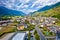 Village of Poggiridenti aerial view, Province of Sondrio