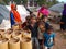 village poor childrens standing at wooden art workshop with grouping in India January 2020