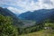 Village of poschiavo in the swiss mountains