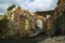 Village of Riomaggiore, rocks and sea covered by clouds. Cinque Terre, Italy