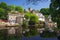 Village on river bank in Knaresborough, UK