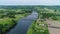 Village of Saint-Cyprien in the black Perigord in France aerial view