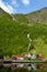 Village and Sea view on mountains in fjord,