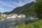 Village of Skjolden looking across the Eidselvi.