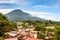 Village on slopes of Agua volcano in Guatemala