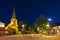 Village square in Zoeterwoude-dorp during dusk. A small town in